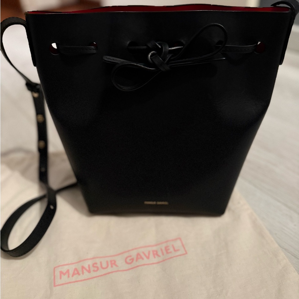 Mansur Gavriel Black Leather Bucket Bag